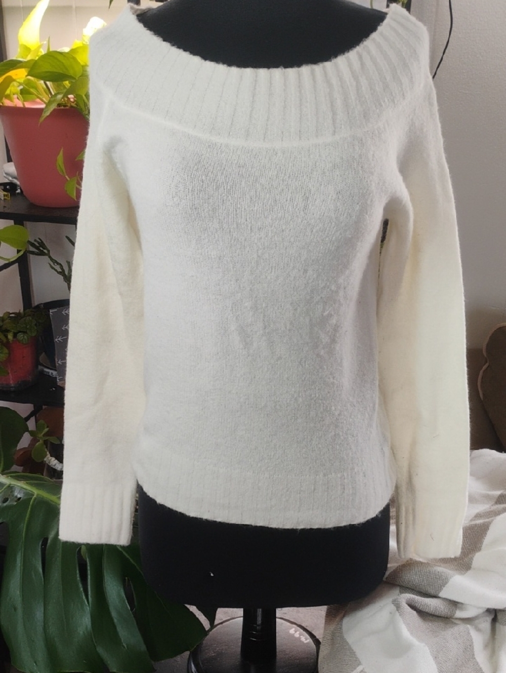 One Step Ahead Off-Shoulder Cream Knit Sweater